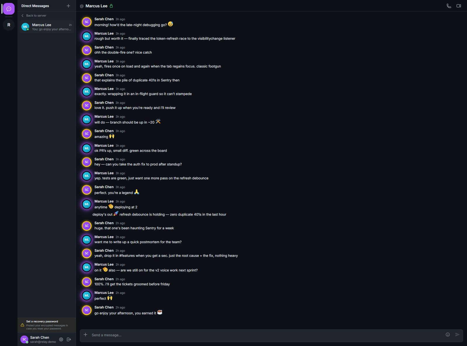 Relay — end-to-end encrypted direct message